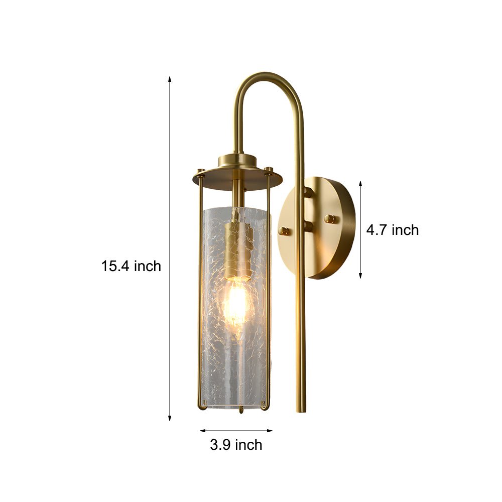 Cracked Glass Shade Copper Modern Wall Sconce Light Fixture