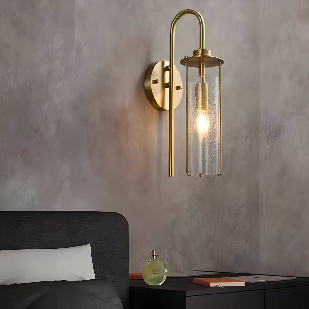 Cracked Glass Shade Copper Modern Wall Sconce Light Fixture