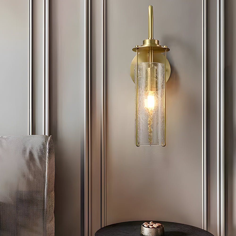 Cracked Glass Shade Copper Modern Wall Sconce Light Fixture