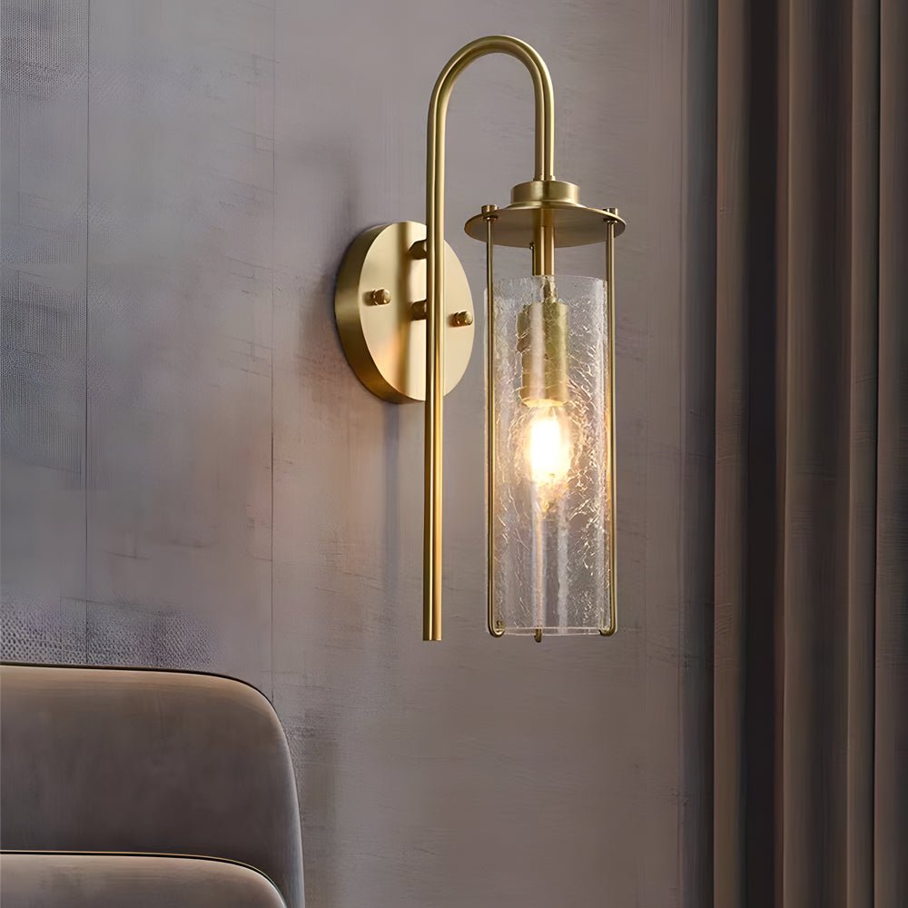 Cracked Glass Shade Copper Modern Wall Sconce Light Fixture
