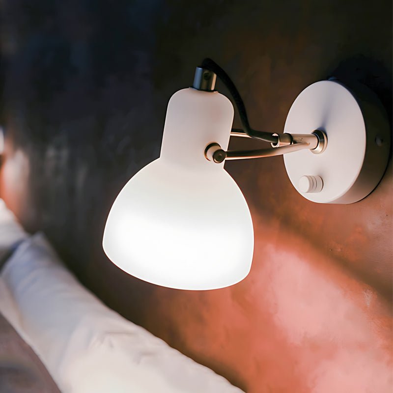 Rotatable White Glass Shade Modern Nordic Wall Sconce