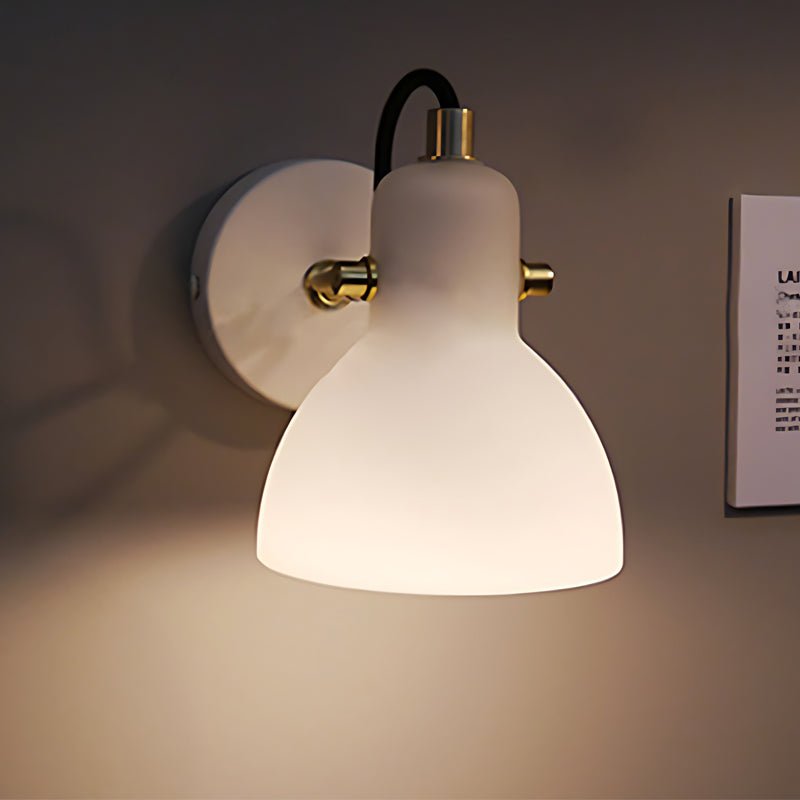 Rotatable White Glass Shade Modern Nordic Wall Sconce