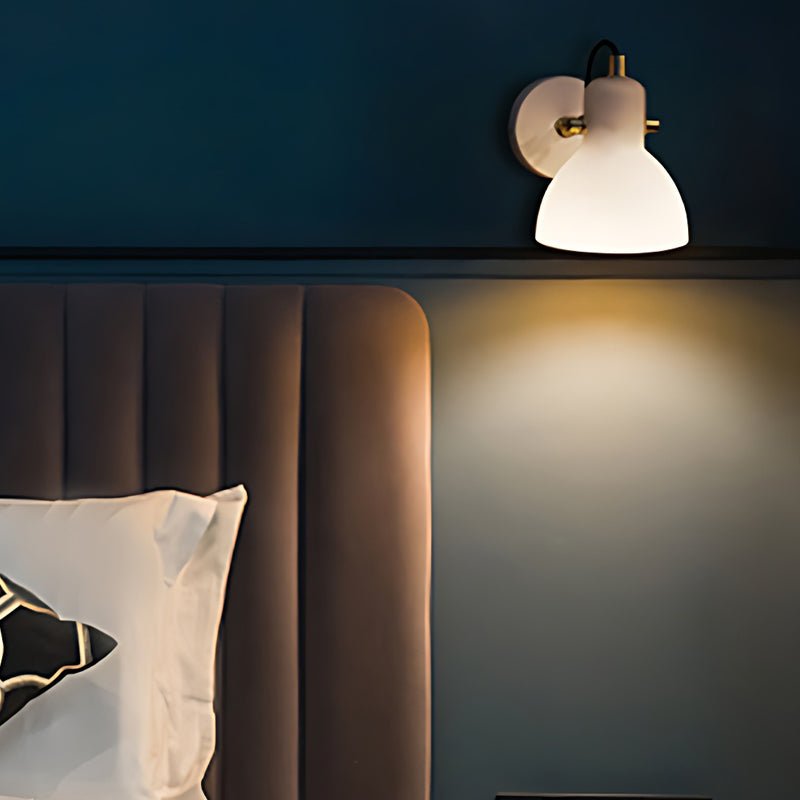 Rotatable White Glass Shade Modern Nordic Wall Sconce