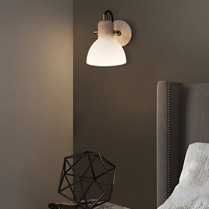 Rotatable White Glass Shade Modern Nordic Wall Sconce