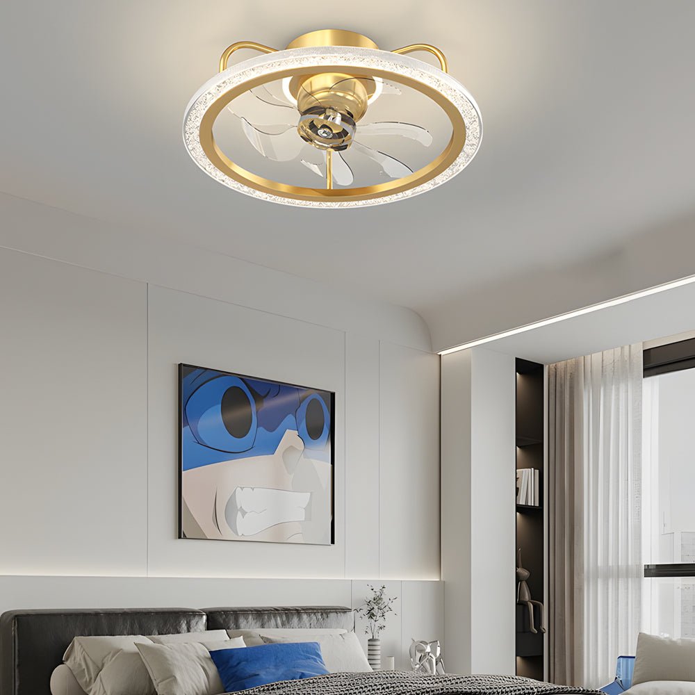360° Rotating Flush Mount Ceiling Fan Light with LED Dimmable