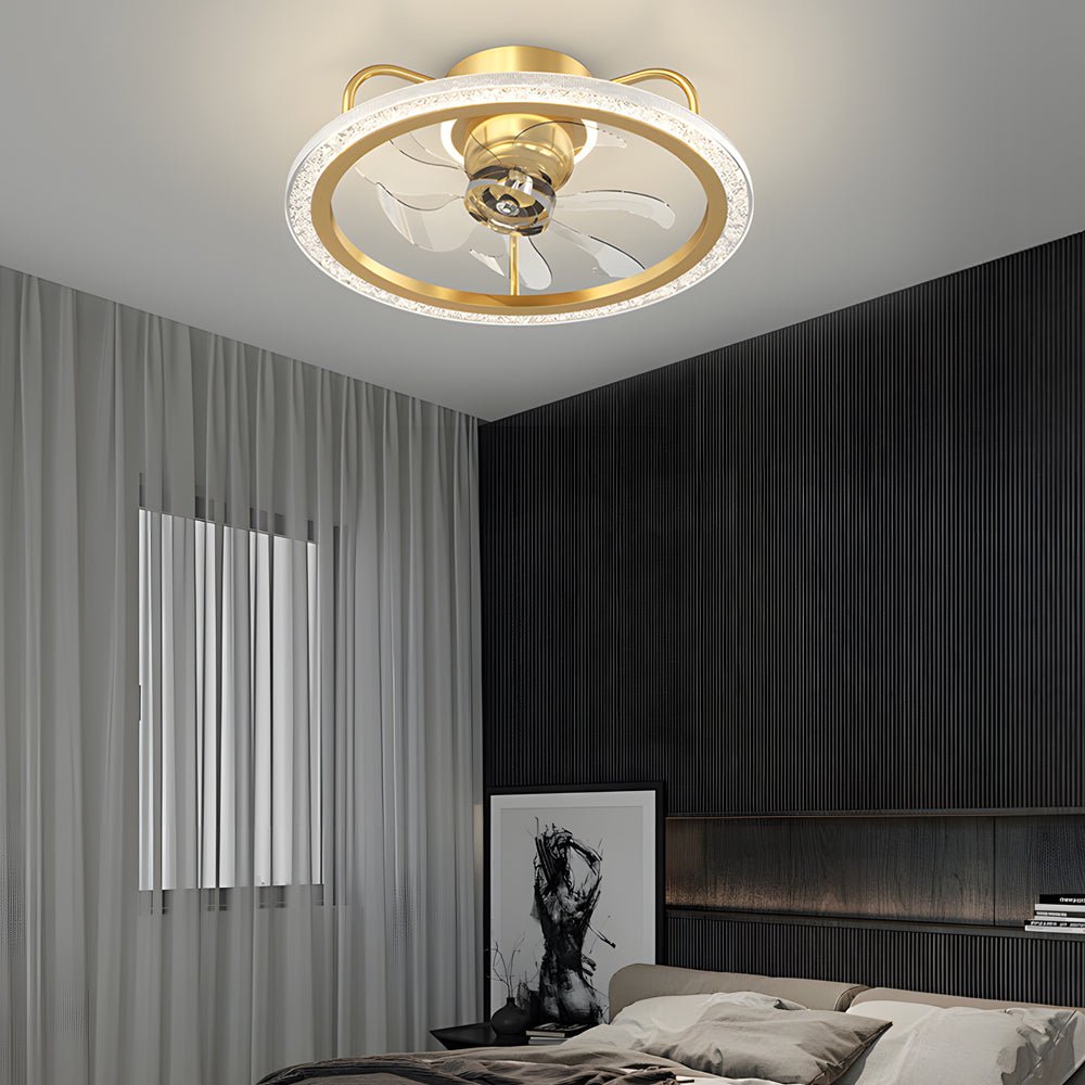 360° Rotating Flush Mount Ceiling Fan Light with LED Dimmable