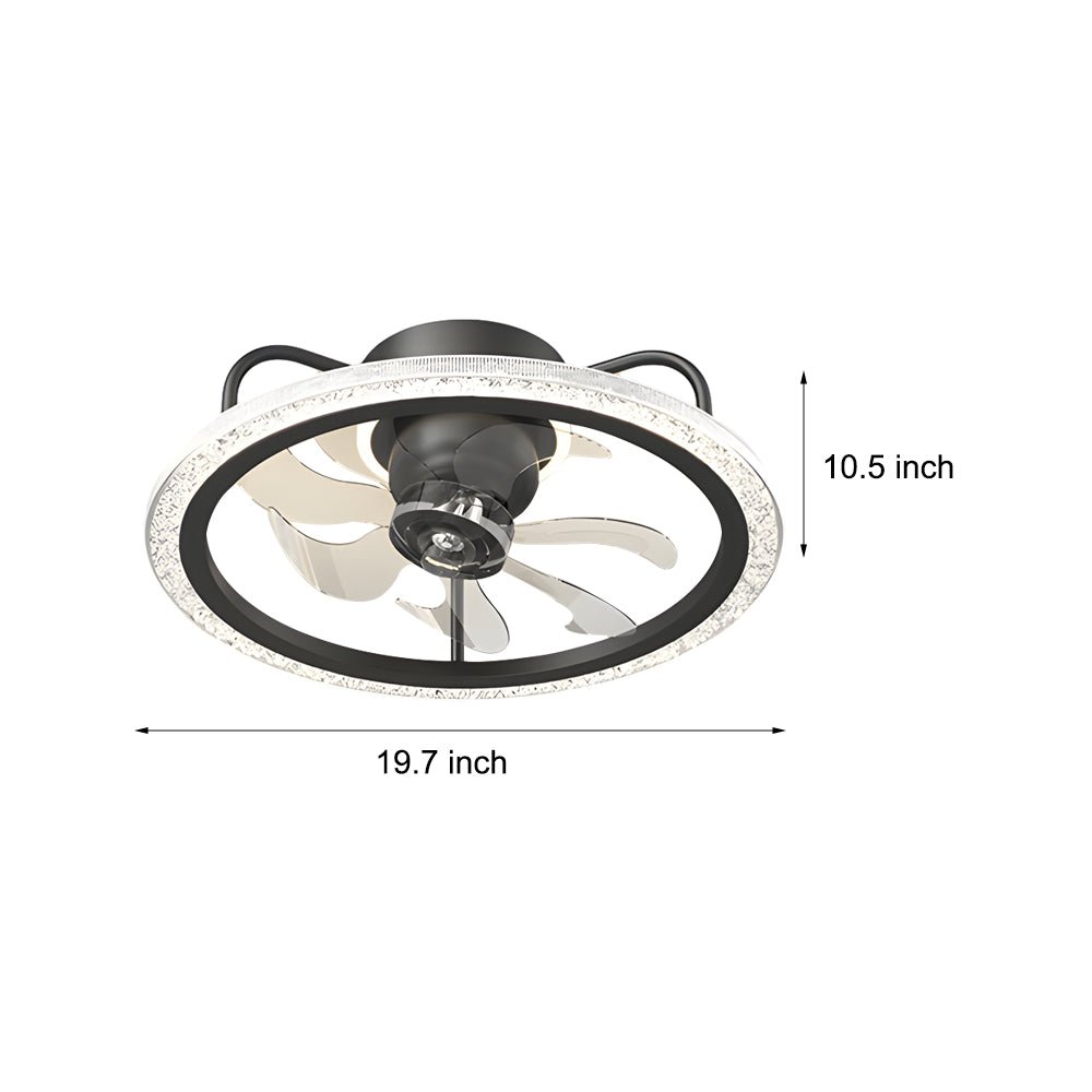 360° Rotating Flush Mount Ceiling Fan Light with LED Dimmable
