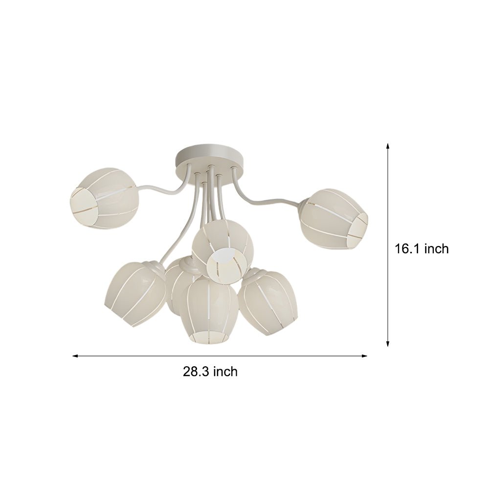 7-Head Floral Chandelier with 3-Step Dimming | Iron & Glass