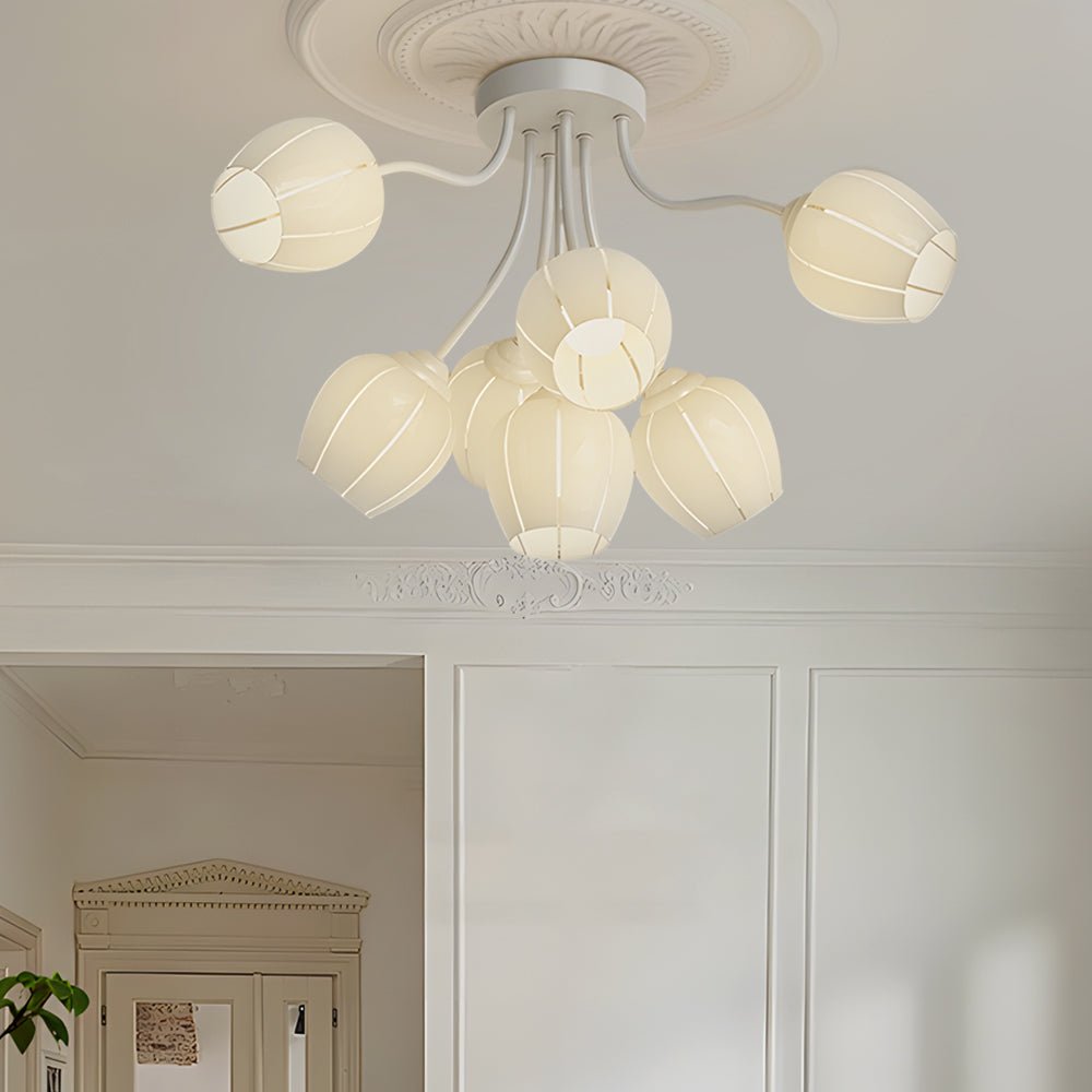 7-Head Floral Chandelier with 3-Step Dimming | Iron & Glass