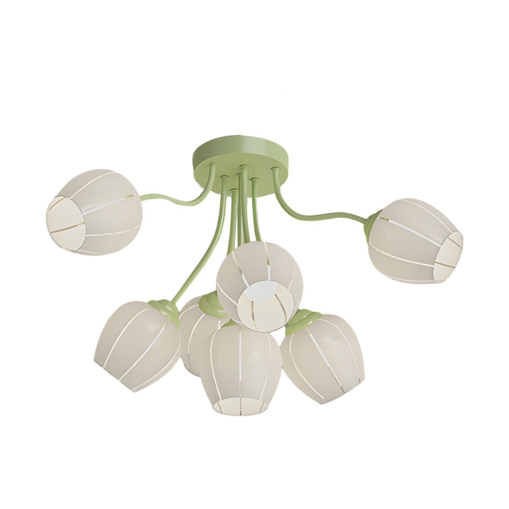 7-Head Floral Chandelier with 3-Step Dimming | Iron & Glass