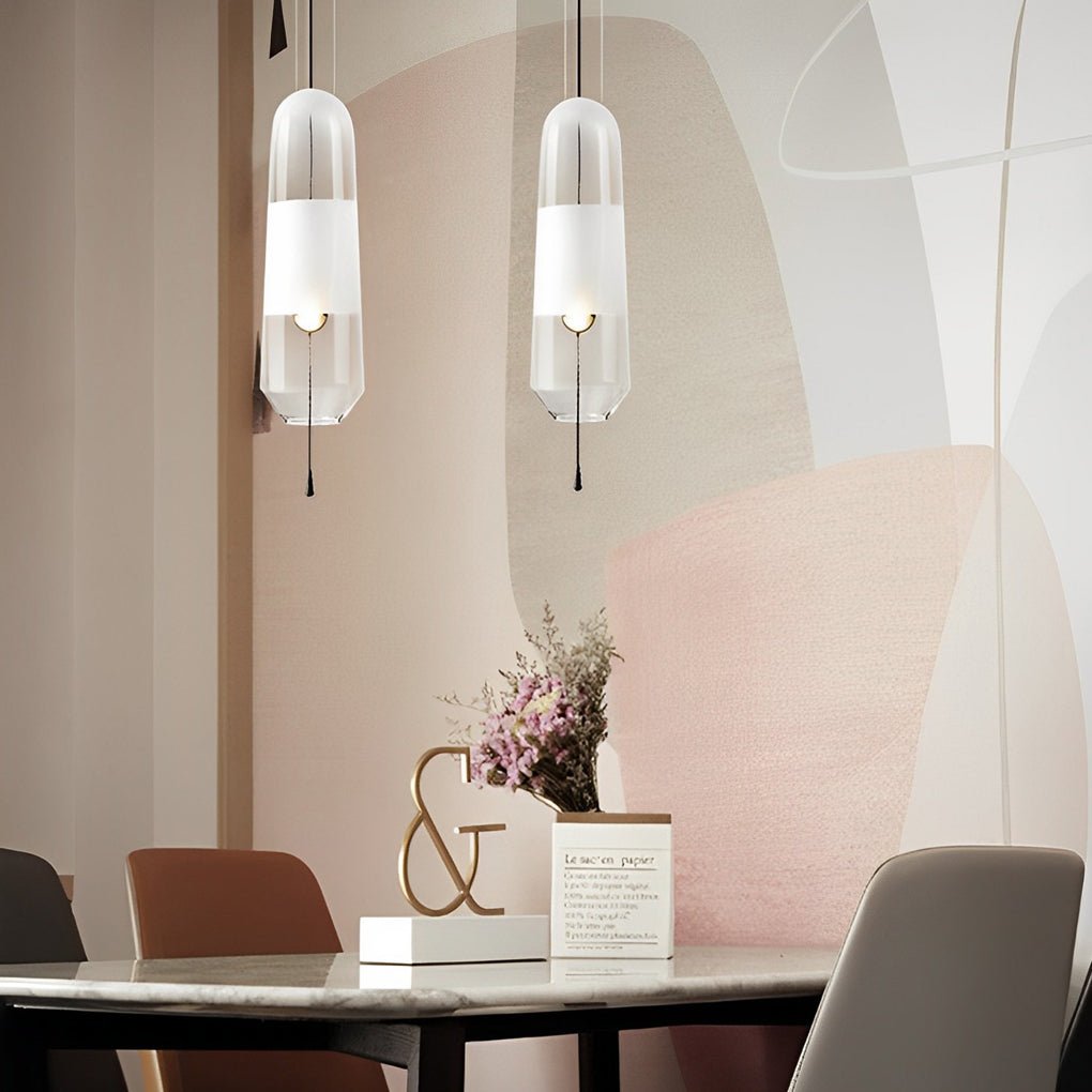 Modern Glass Pendant Light with Metal Hardware Fixture