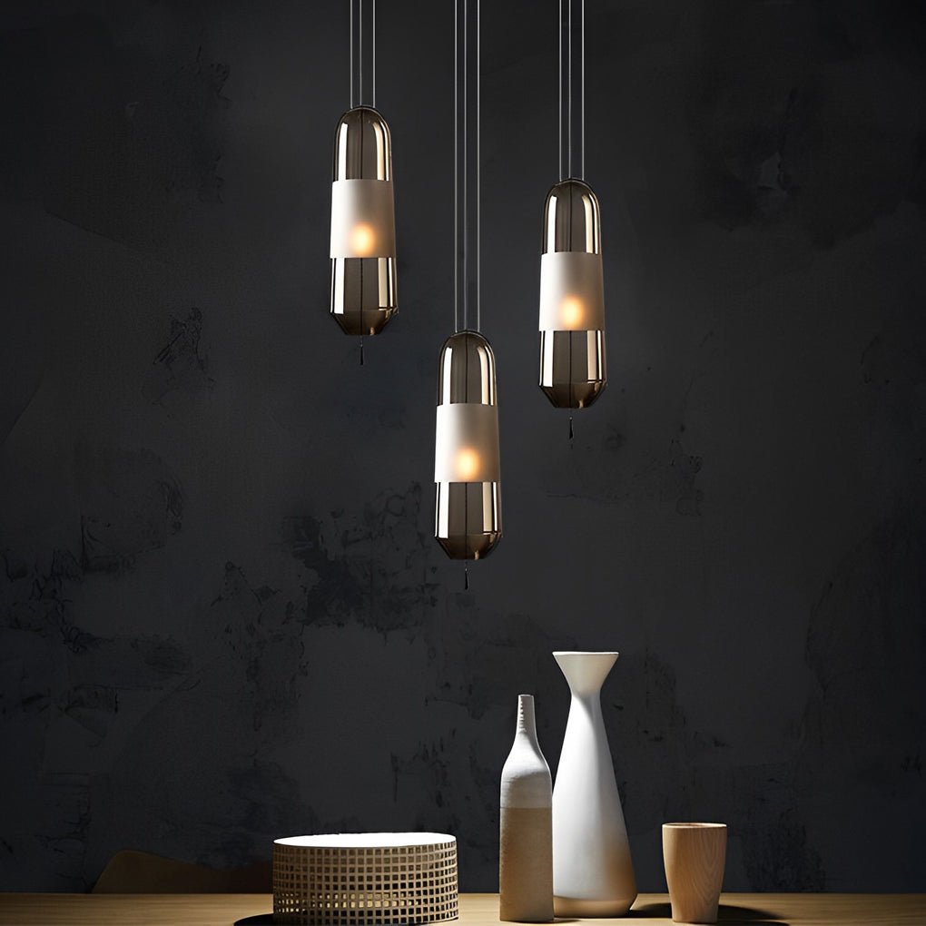 Modern Glass Pendant Light with Metal Hardware Fixture