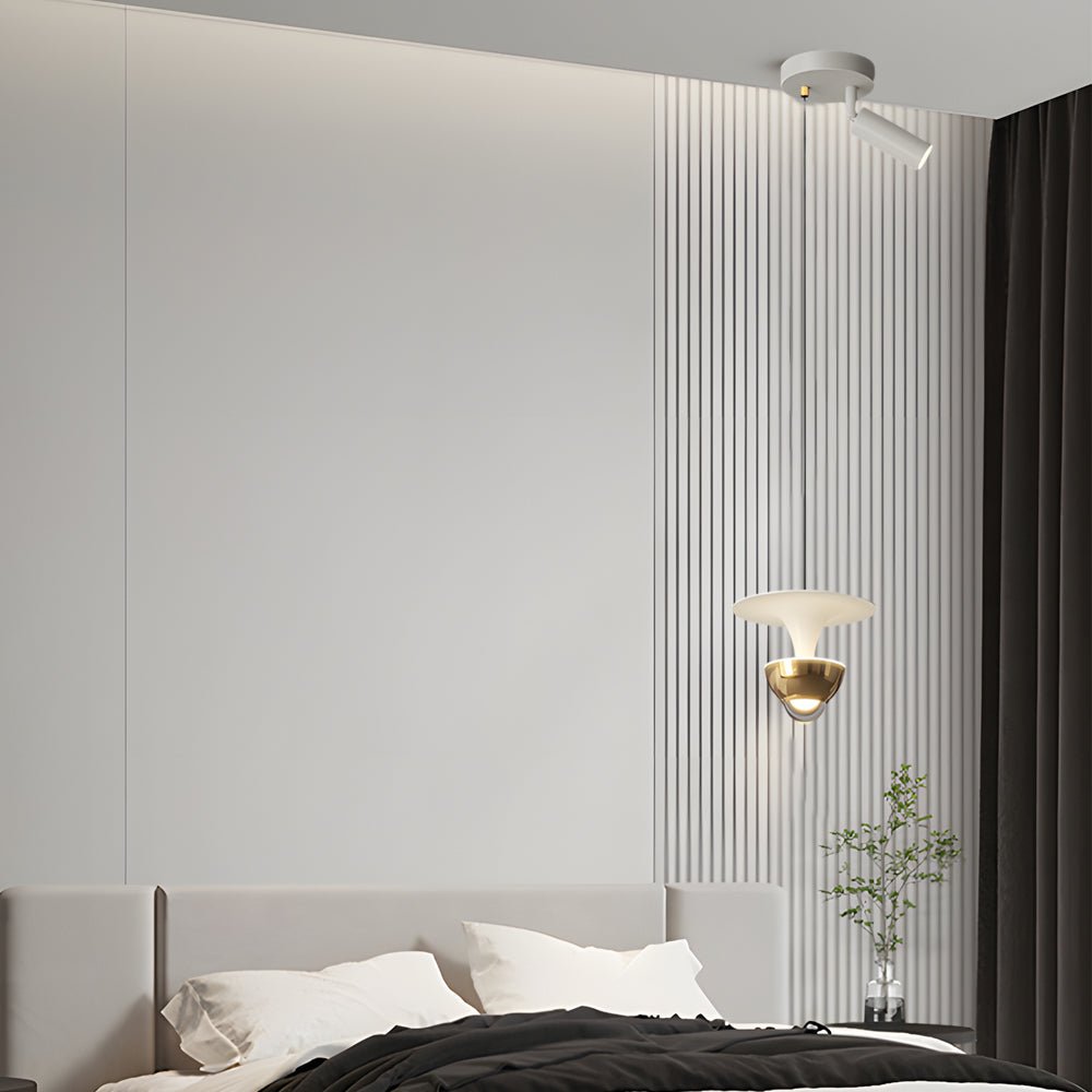 Modern LED Pendant Light with 3-Step Dimming & Adjustable Spotlight