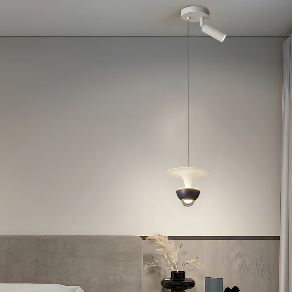 Modern LED Pendant Light with 3-Step Dimming & Adjustable Spotlight