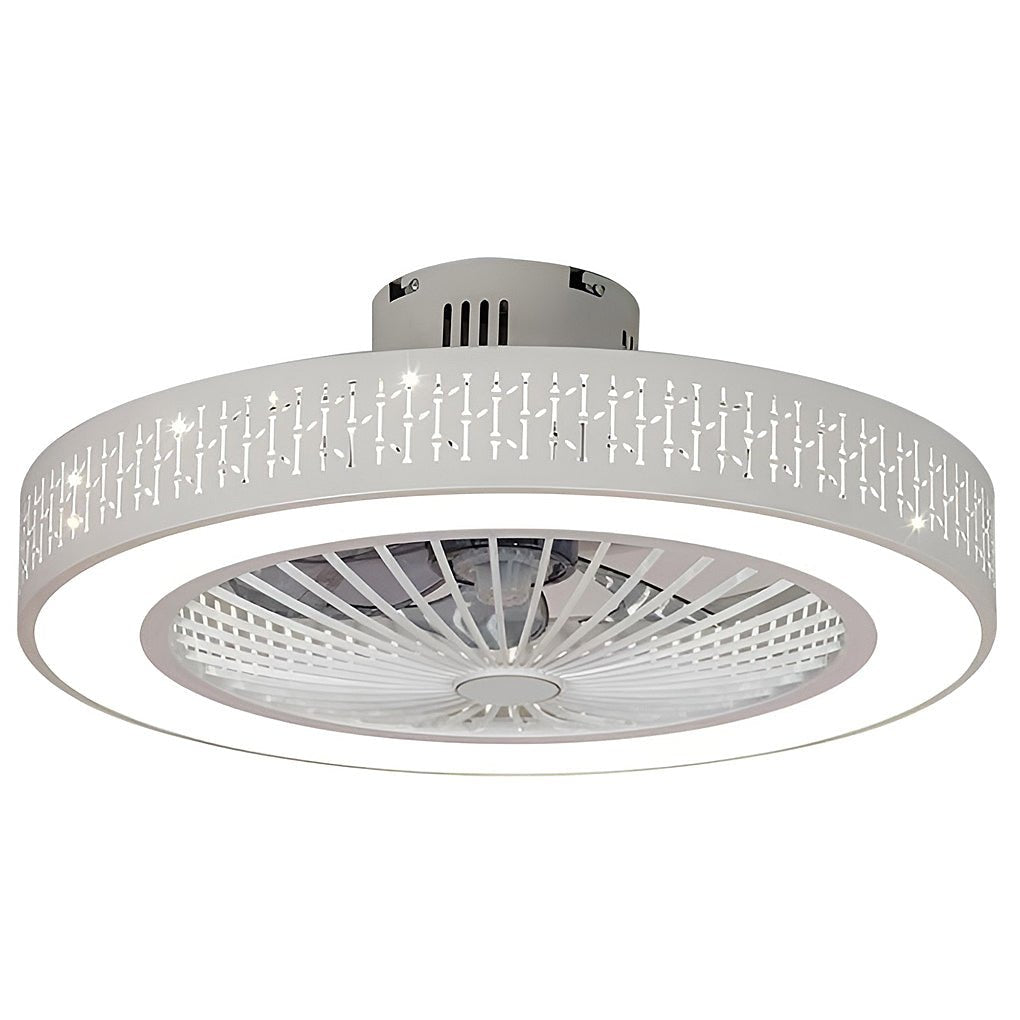 Modern Bladeless Ceiling Fan Light with Remote Control - White