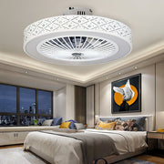 Modern Bladeless Ceiling Fan Light with Remote Control - White