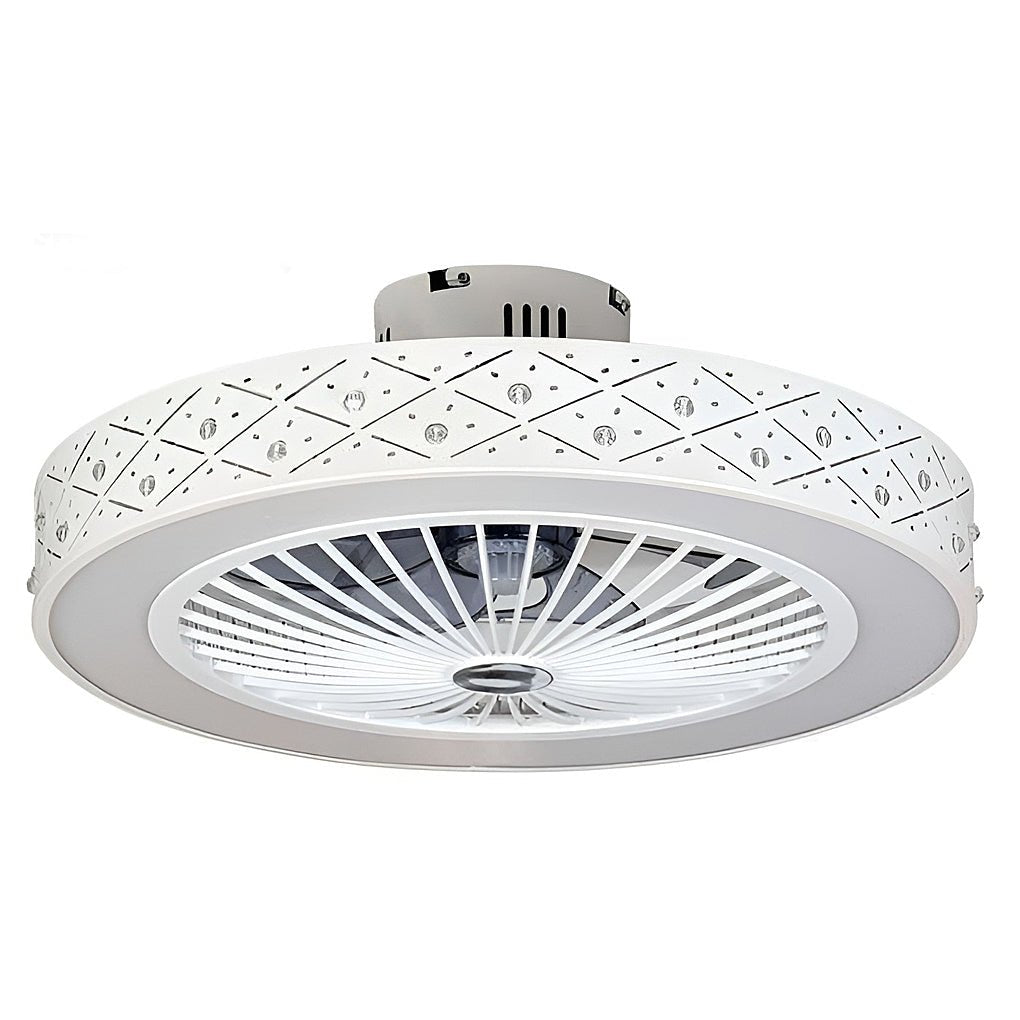 Modern Bladeless Ceiling Fan Light with Remote Control - White