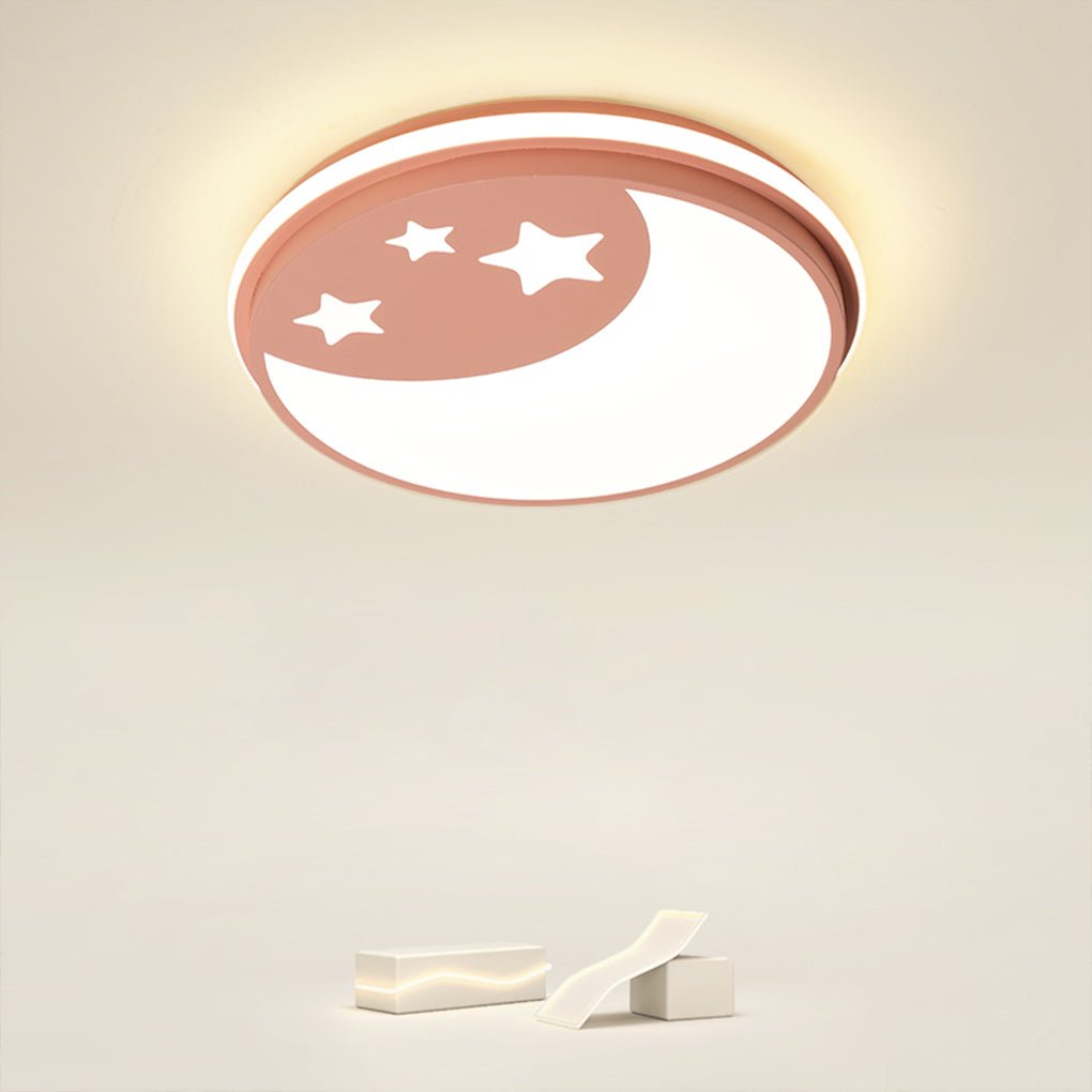 Modern Circular LED Ceiling Light for Kids Room - Cartoon Design