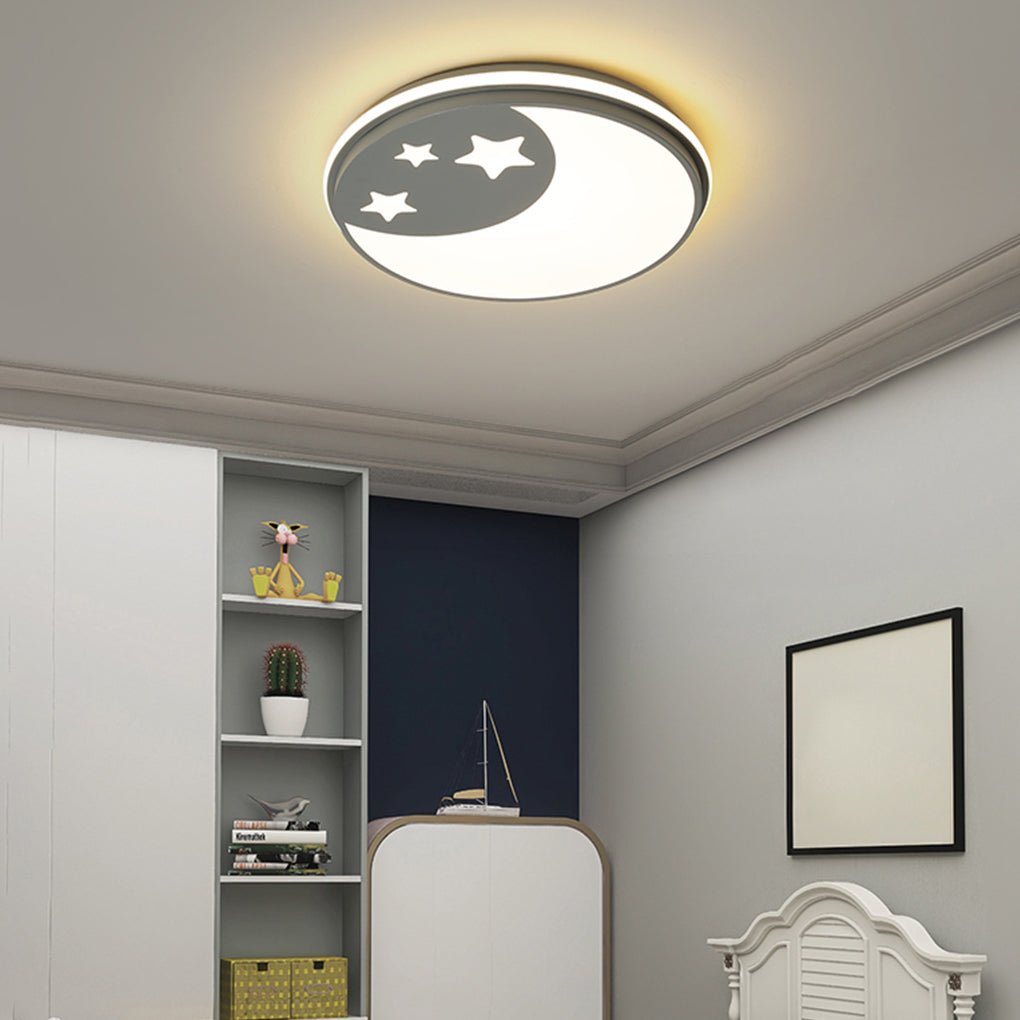 Modern Circular LED Ceiling Light for Kids Room - Cartoon Design