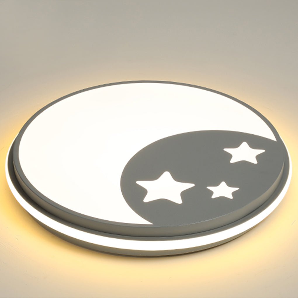 Modern Circular LED Ceiling Light for Kids Room - Cartoon Design