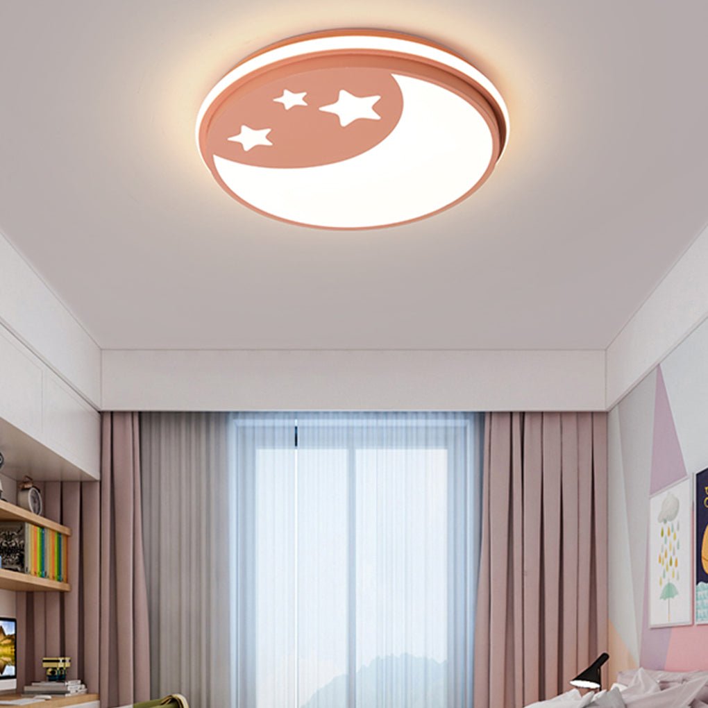 Modern Circular LED Ceiling Light for Kids Room - Cartoon Design