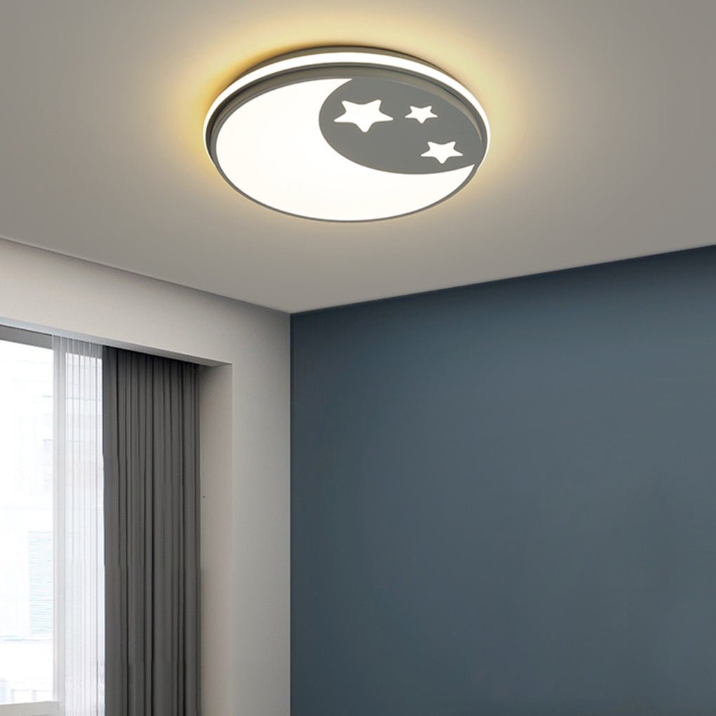 Modern Circular LED Ceiling Light for Kids Room - Cartoon Design