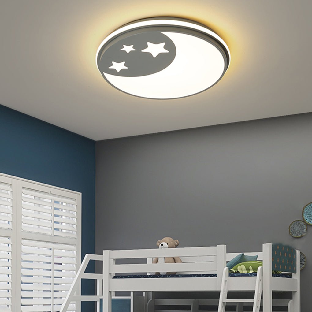 Modern Circular LED Ceiling Light for Kids Room - Cartoon Design