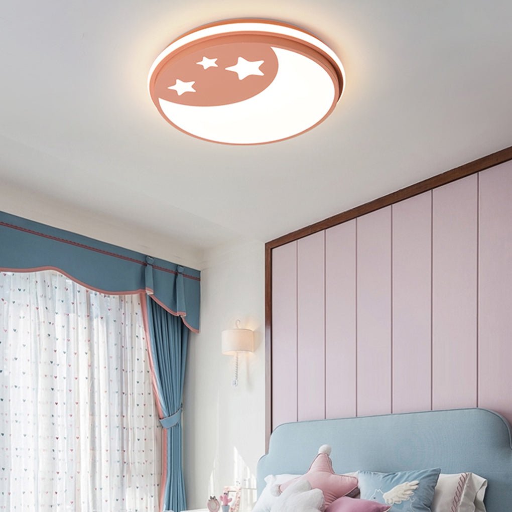 Modern Circular LED Ceiling Light for Kids Room - Cartoon Design