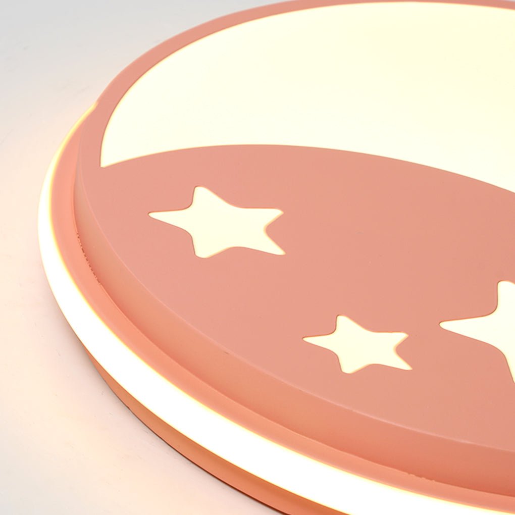 Modern Circular LED Ceiling Light for Kids Room - Cartoon Design