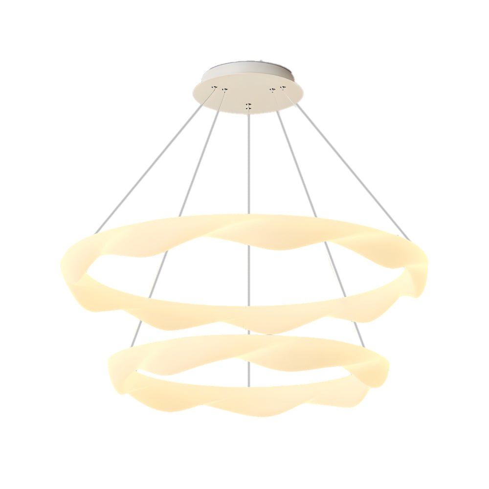 Modern Ring Chandelier with 3-Step Dimming | Iron & PE Construction