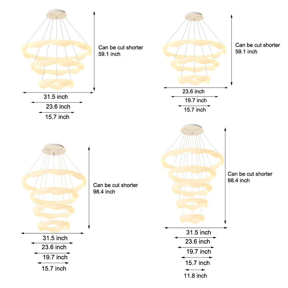 Modern Ring Chandelier with 3-Step Dimming | Iron & PE Construction