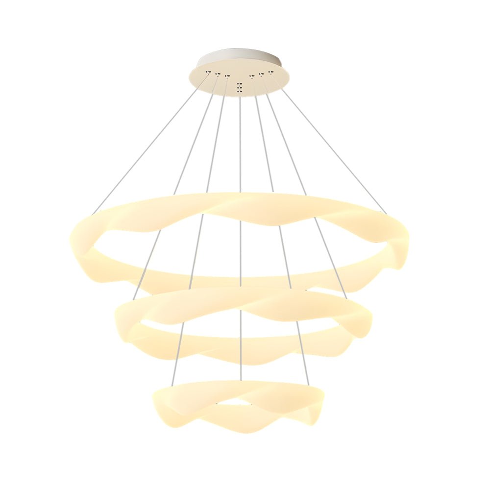 Modern Ring Chandelier with 3-Step Dimming | Iron & PE Construction