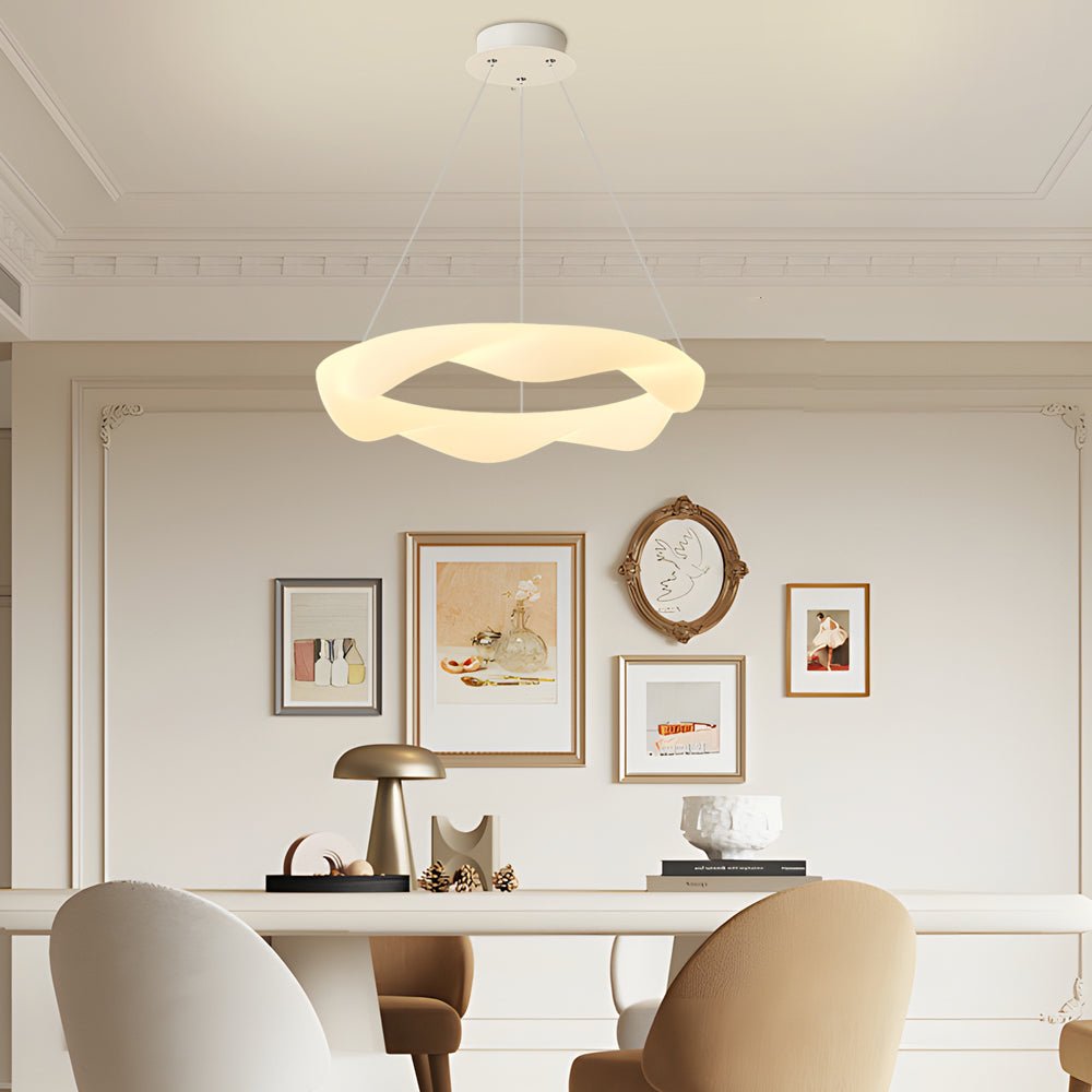Modern Ring Chandelier with 3-Step Dimming | Iron & PE Construction