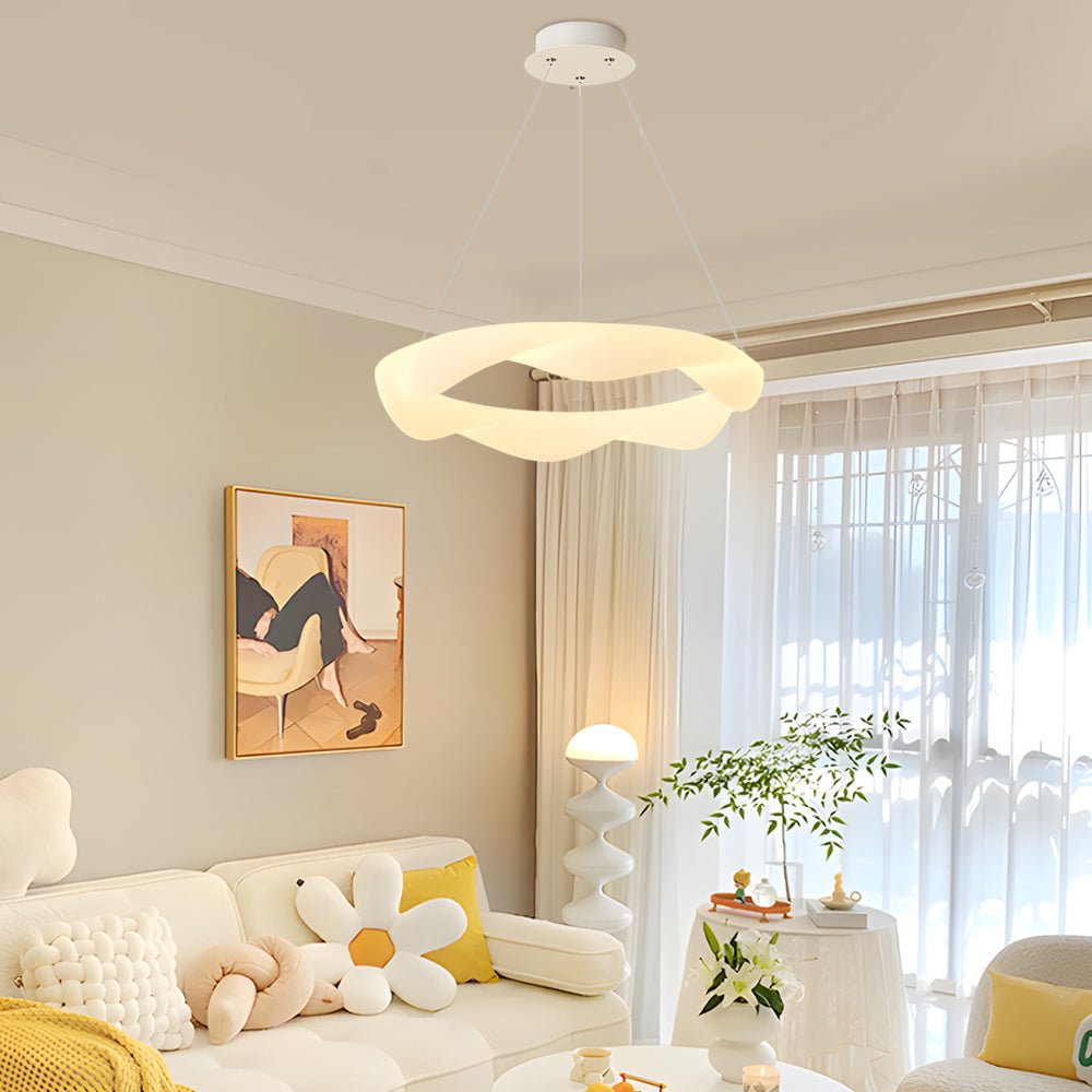 Modern Ring Chandelier with 3-Step Dimming | Iron & PE Construction