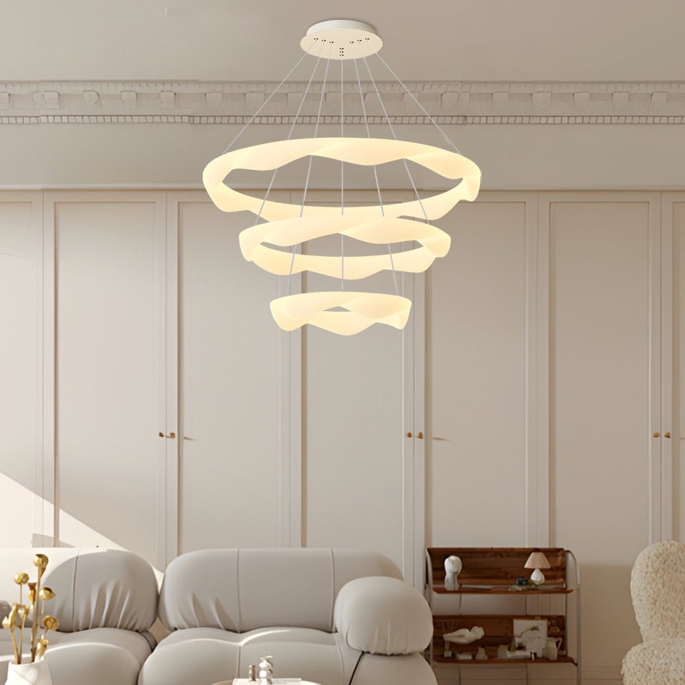 Modern Ring Chandelier with 3-Step Dimming | Iron & PE Construction
