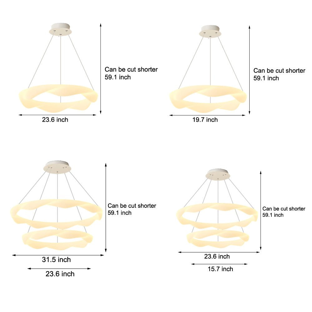 Modern Ring Chandelier with 3-Step Dimming | Iron & PE Construction