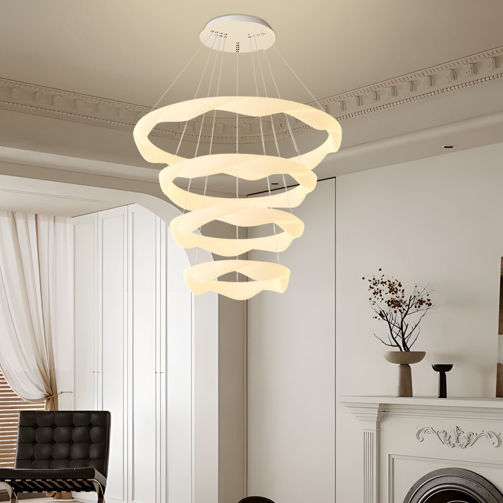 Modern Ring Chandelier with 3-Step Dimming | Iron & PE Construction