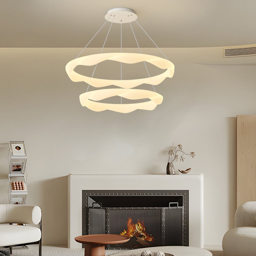 Modern Ring Chandelier with 3-Step Dimming | Iron & PE Construction