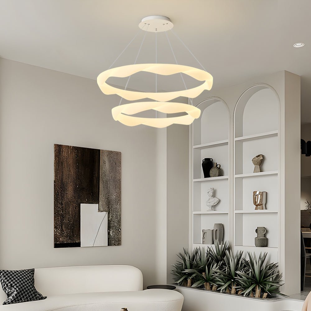 Modern Ring Chandelier with 3-Step Dimming | Iron & PE Construction