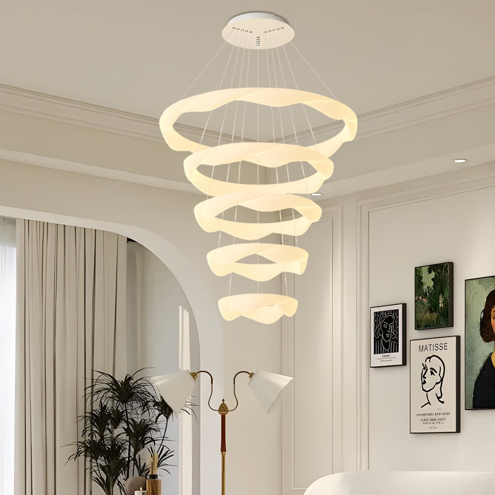 Modern Ring Chandelier with 3-Step Dimming | Iron & PE Construction