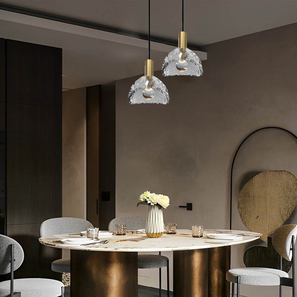Crystal Shade LED Pendant Light Modern Copper Minimalist Fixture