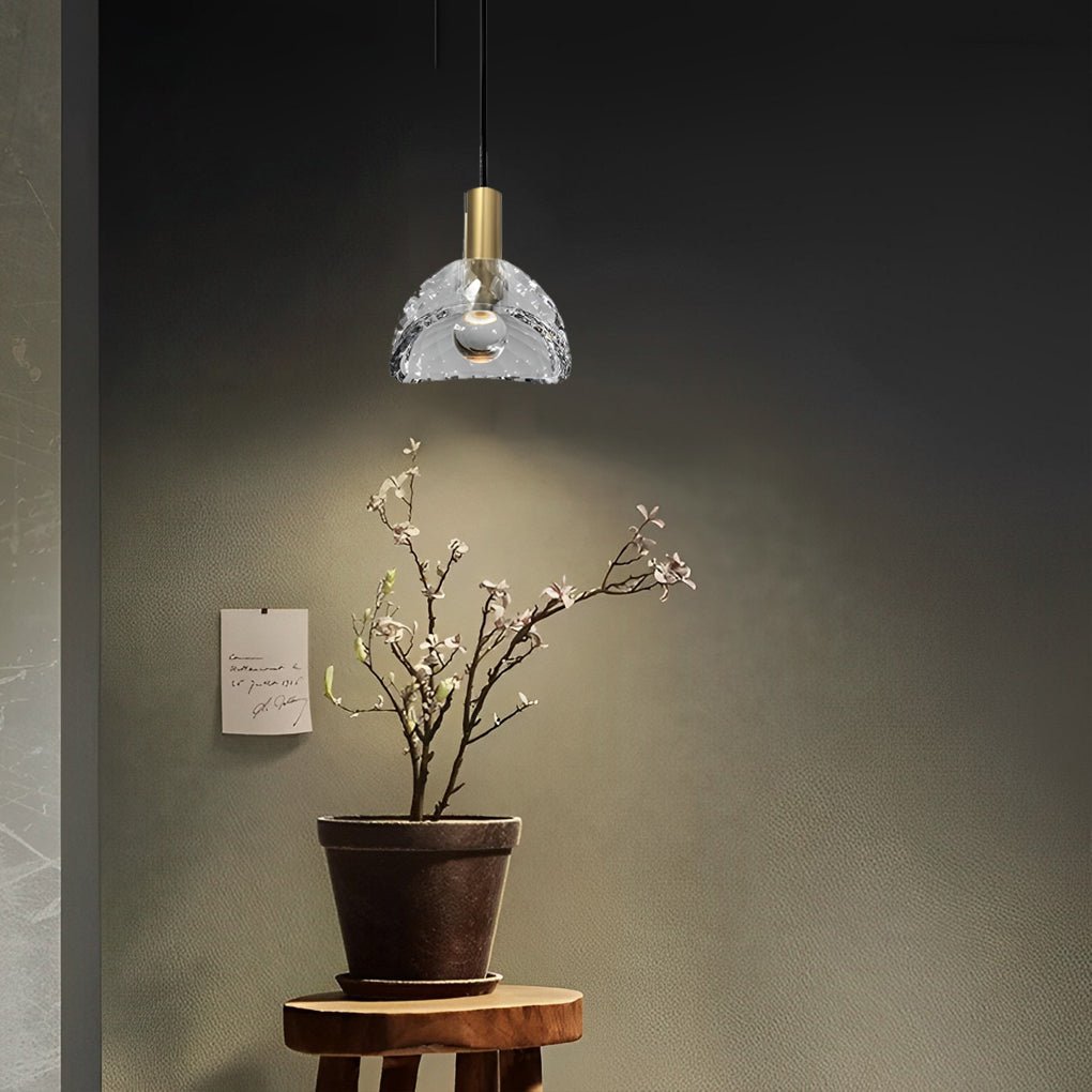 Crystal Shade LED Pendant Light Modern Copper Minimalist Fixture