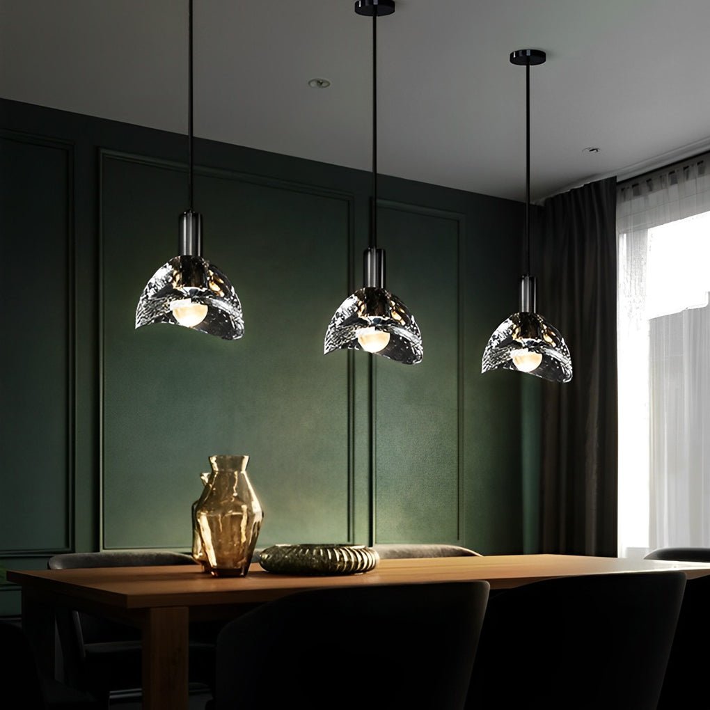 Crystal Shade LED Pendant Light Modern Copper Minimalist Fixture