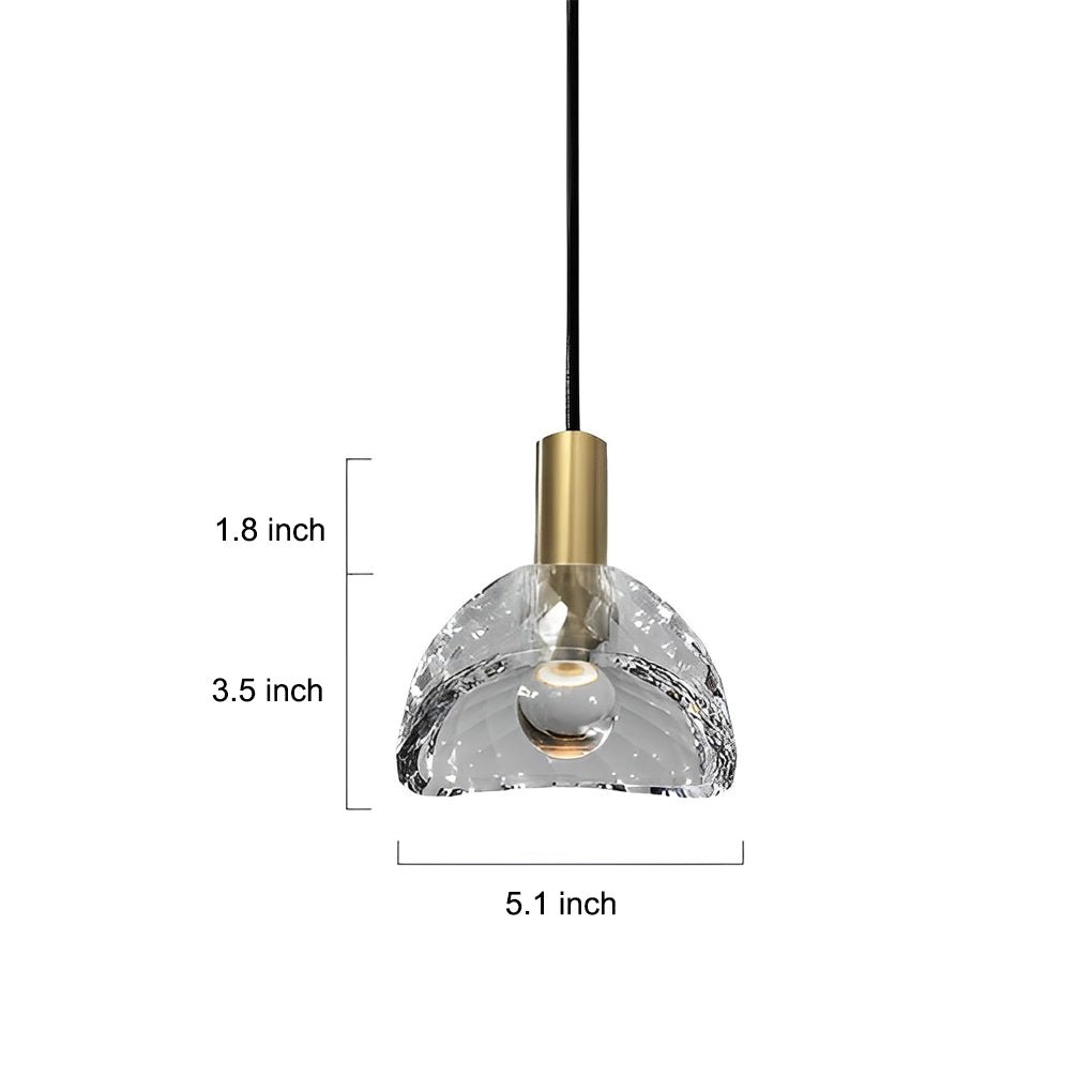 Crystal Shade LED Pendant Light Modern Copper Minimalist Fixture