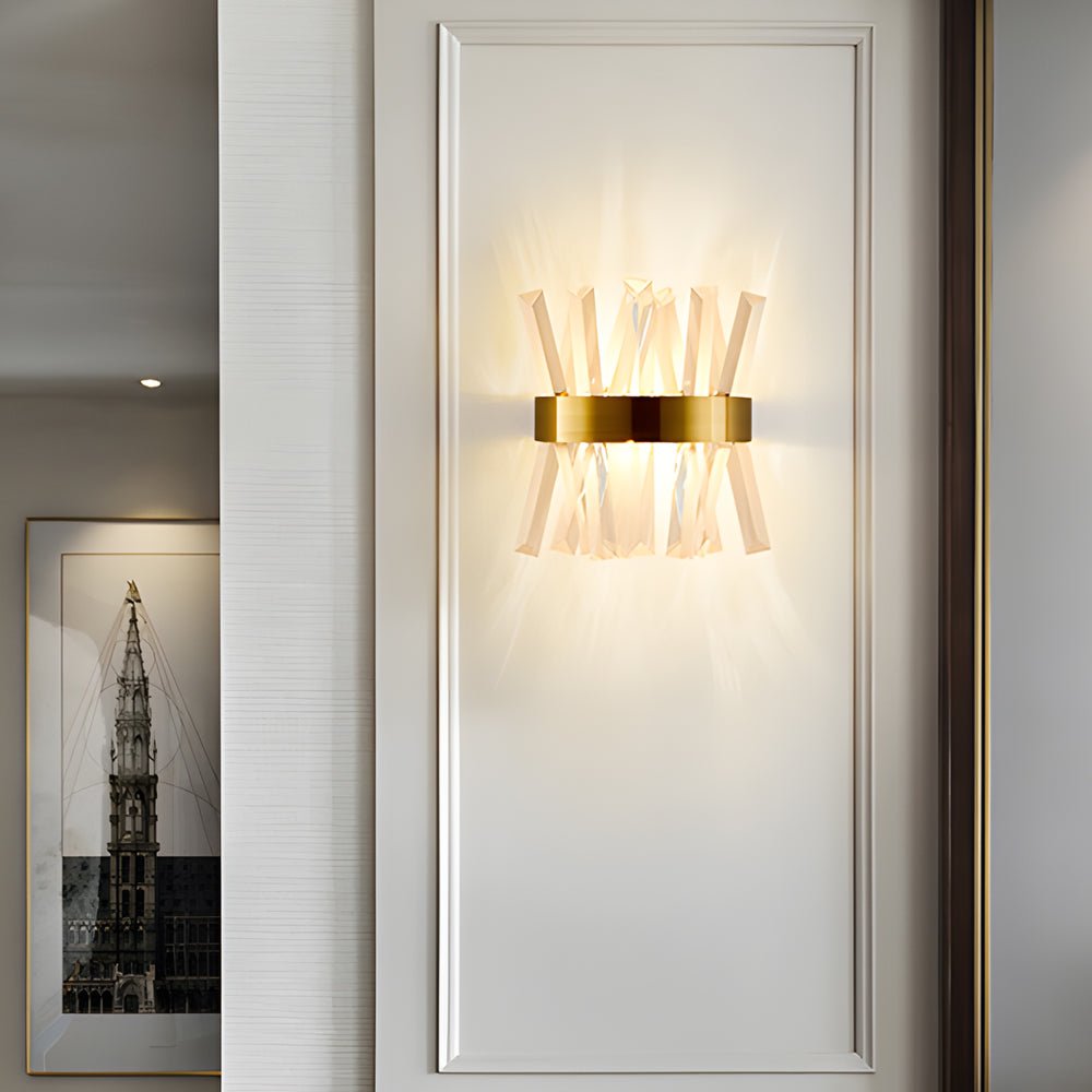 Crystal Strip Wall Sconce Modern Up Down Light Stainless Steel