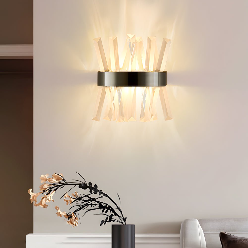 Crystal Strip Wall Sconce Modern Up Down Light Stainless Steel