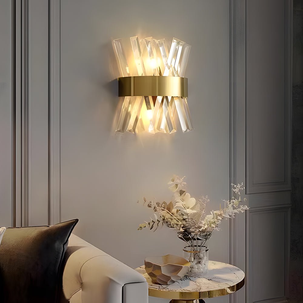 Crystal Strip Wall Sconce Modern Up Down Light Stainless Steel