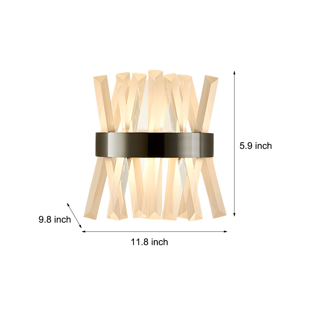 Crystal Strip Wall Sconce Modern Up Down Light Stainless Steel
