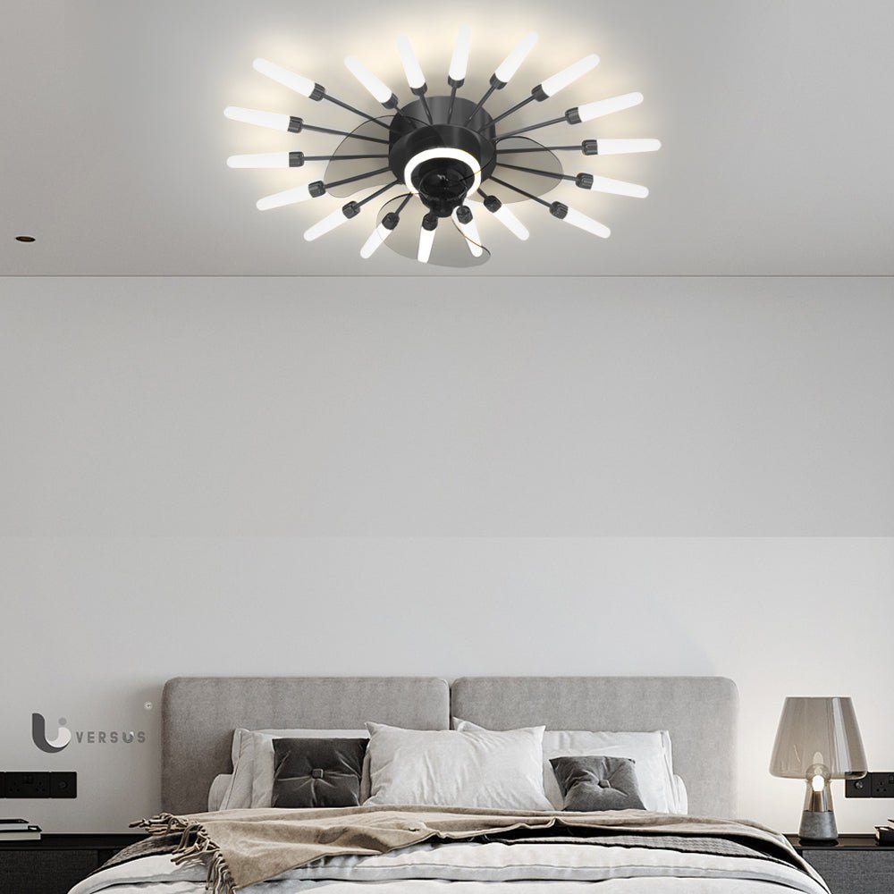 Modern Flower Design Ceiling Fan with Dimmable LED Light