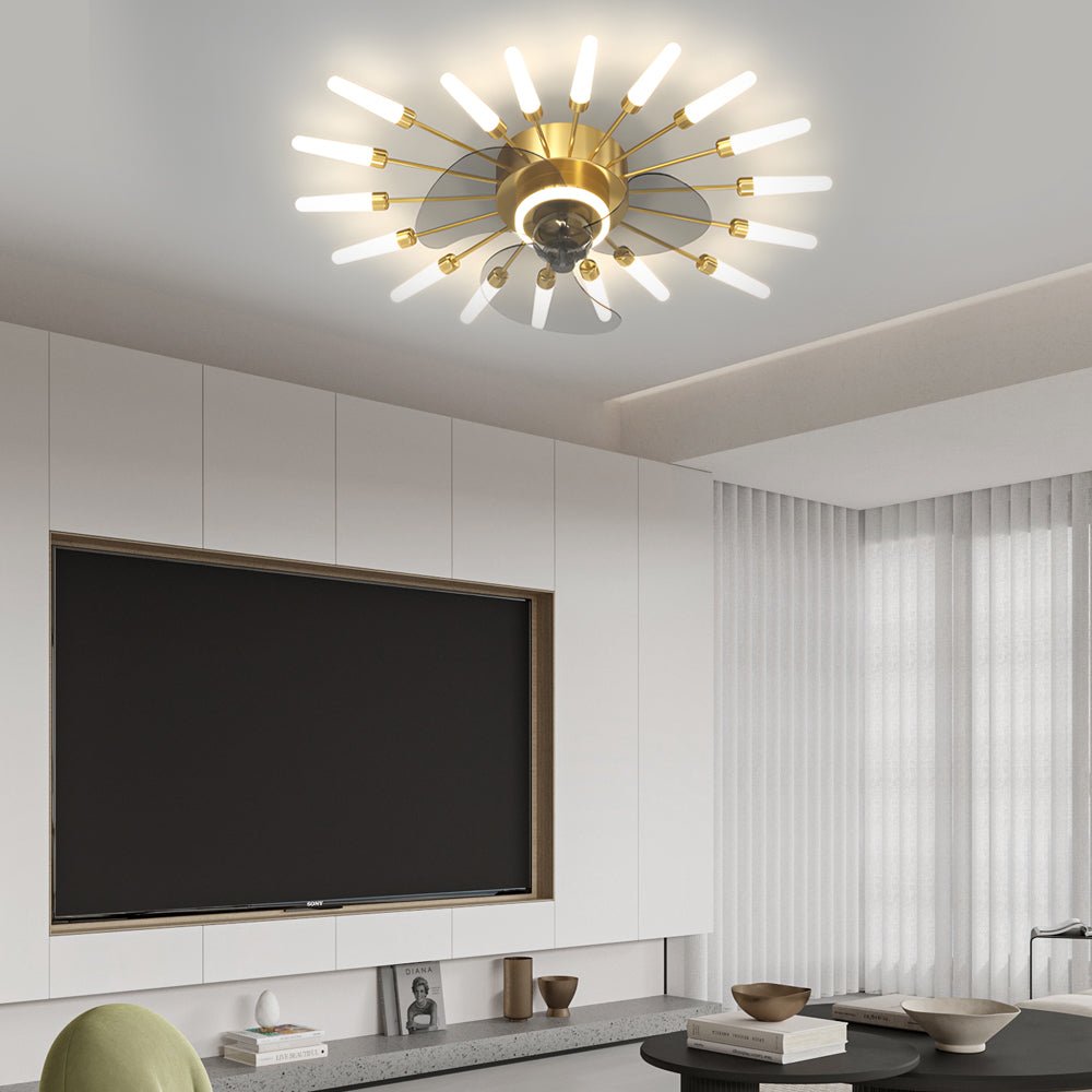 Modern Flower Design Ceiling Fan with Dimmable LED Light